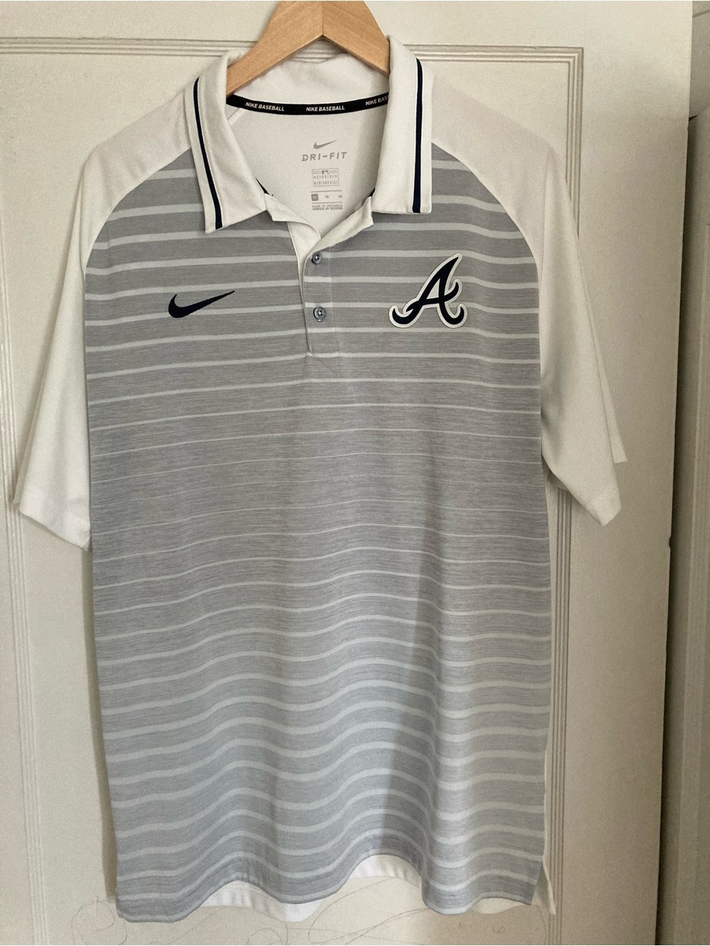 Nike Gray and White Atlanta Braves Polo